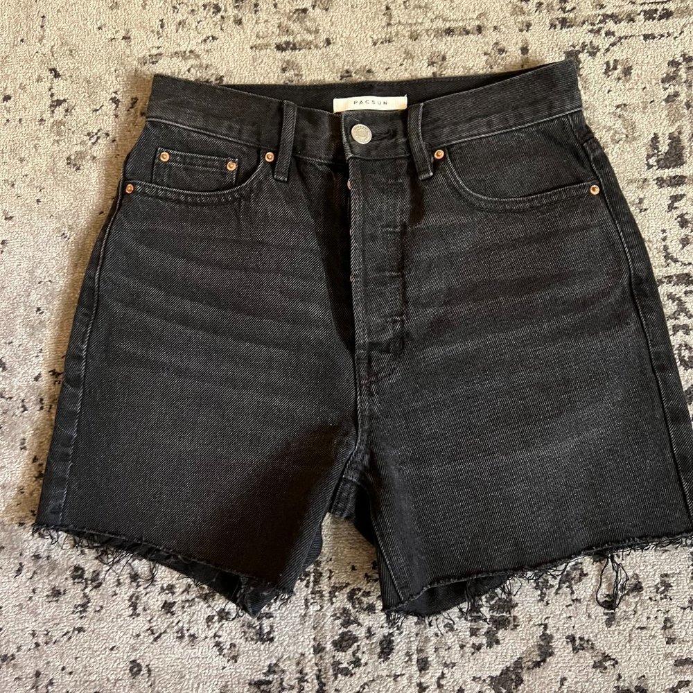 Size 25 Black High Waist Pac Sun Cut Off Jean Shorts